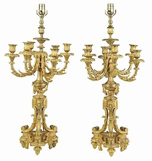 Pair Louis XVI Style Candelabra Lamps