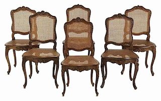 Set Six Provincial Louis XV Style Dining Chairs