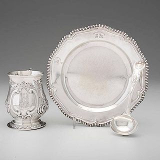 English Sterling Cann, Plate and Ladle 