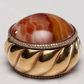 Russian 18K Gold and Agate Box 