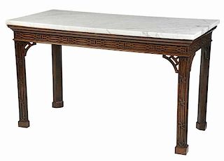 Chinese Chippendale Style Marble Top Slab Table