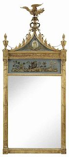 Fine Regency Style Gilt Wood and Eglomise Mirror