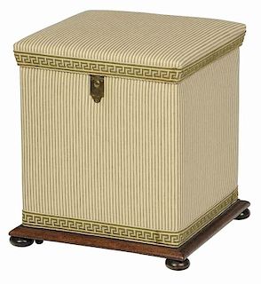 Classical Mahogany Upholstered Foot Stool Box