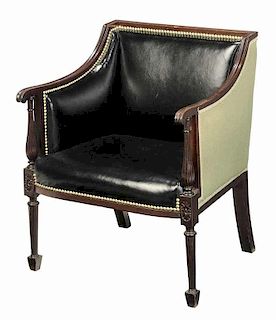 Sheraton Style Leather Upholstered Arm Chair