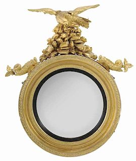 Classical Carved and Gilt Wood Convex Mirror