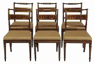 Set of Six Neoclassical Caned Side Chairs