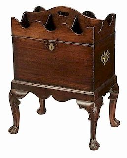 George II Carved Mahogany Cellarette on Stand