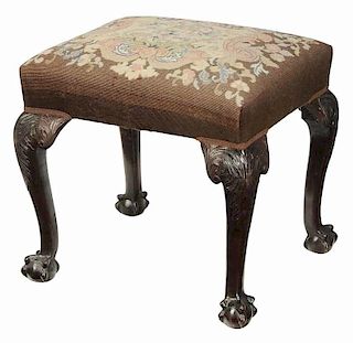 Chippendale Style Carved Mahogany Foot Stool