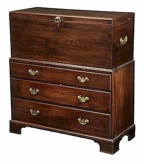 George III Style Lift Top Chest Over Drawers