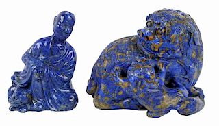 Two Lapis Lazuli Asian Figures