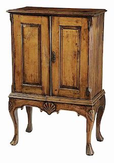 Irish Chippendale Shell Carved Cabinet on Stand