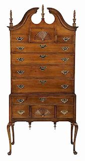 American Queen Anne Fan Carved High Chest