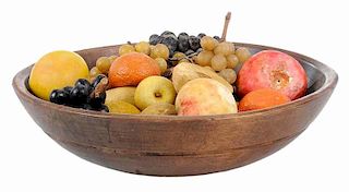 28 Pieces of Stone Fruit in Large Wooden Bowl