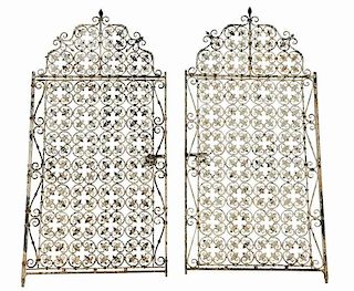 Arts and Crafts White Painted Wrought Iron Gates