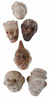 Six Clay Masks of Human Form