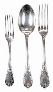 Christofle Marly Silver Plate Flatware, Cased