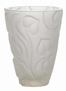 Lalique Vase with Heart Shaped Leaves