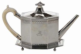 George III English Silver Teapot with Stand