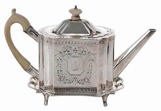 George III English Silver Teapot and Stand
