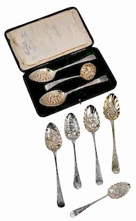 Thirteen Georgian English Silver Spoons