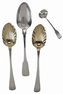 Four English Silver Bateman Family Spoons