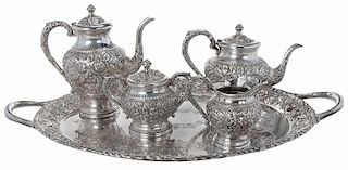 Kirk Repousse Sterling Tea Service, Tray