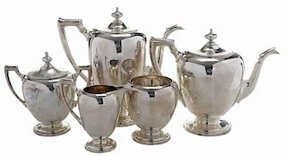 Five Pieces Reed & Barton Sterling Tea Service