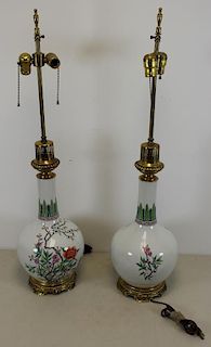 Pair Of Quality Antique Enamel Decorated Porcelain