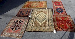 Lot of 6 Antique Area Rugs In Assorted Sizes.