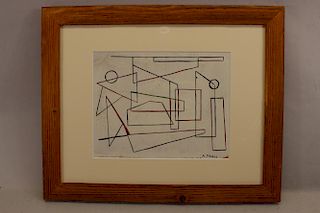 Signed "A. Torres" Abstract Geometric Mixed Media