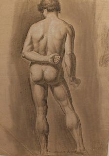 20th C. Male Nude Study, Signed