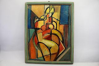 Signed, 20th C. Abstract Cubist Figure