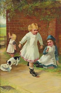 OIL PAINTING, 'GIRL'S BESTFRIEND' SIGNED