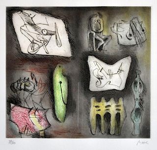 Henry Moore 'Sculptural Ideas' Etching