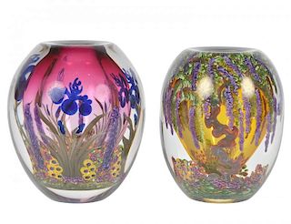 2 Chris Heilman Studio Art Glass Vases