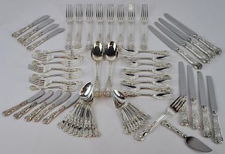 60 Pieces Tiffany English King Silver Flatware