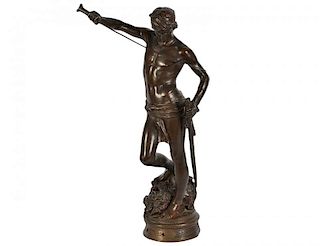 Antonin Mercie Bronze Figure of David & Goliath