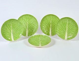 Five (5) Dodie Thayer 8 1/4" Lettuce Ware Plates