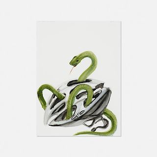 Ricky Swallow, Snake/Helmut Study (green)