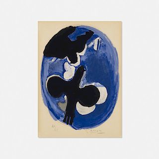 Georges Braque, Deux Oiseaux sur Fond Bleu