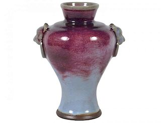 Chinese Oxblood Porcelain Vase with Figural