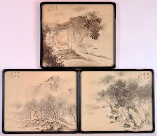 Three (3) 19th C. Signed Japanese Watercolors