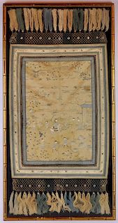 Chinese Embroidered Scarf in Frame
