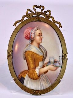 Continental Hand Painted Plaque on Porcelain