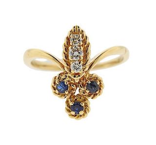 Mauboussin 18k Gold Diamond Sapphire Ring