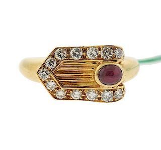 Piaget 18k Gold Ruby Buckle Ring