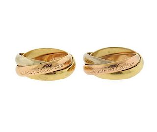 Cartier Trinity 18k Gold Band Ring Set Sz 50