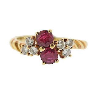 Chaumet 18k Gold Diamond Ruby Ring