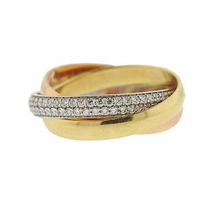 Cartier Trinity 18k Gold Diamond Band Ring 49