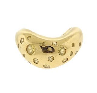 Fred Paris 18K Gold Yellow Sapphire Wave Ring